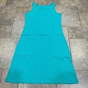 😳BUY 1,GET 2 FREE😳 Teal Sleeveless Dress with Pockets